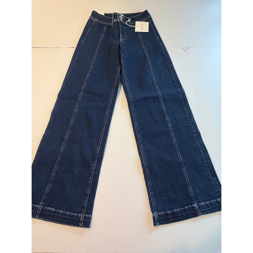 Lovervet by Vervet High Rise Wide Leg Jeans Dark Wash Front Seam Size 27/5